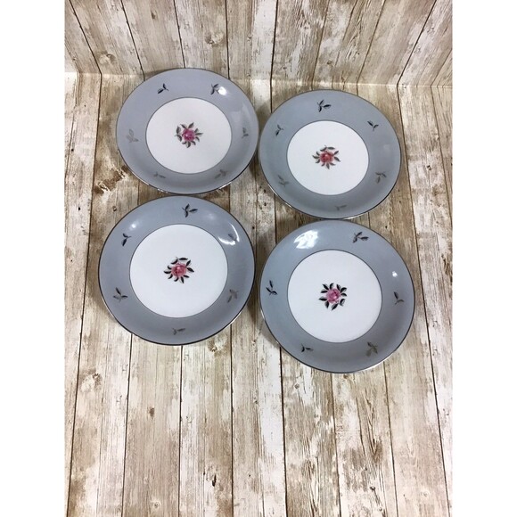 4 VTG Seyei Fine China Salad Dessert Plates 7.25" Blue Rose Bella Maria 2129 - Picture 2 of 6